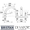 Bristan Lever Bridge Deck Mixer 6 Inch Levers Kitchen Tap Dimensions